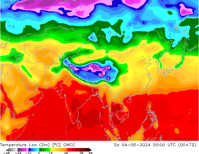 Temperatura mín. (2m) CMCC sáb 04.05.2024 00 UTC