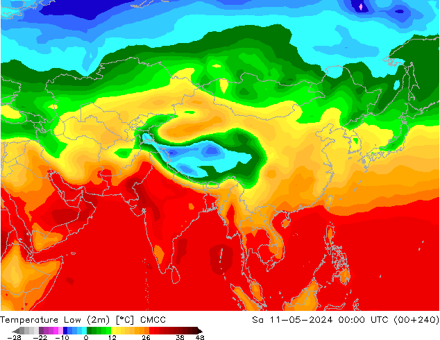 Temperatura mín. (2m) CMCC sáb 11.05.2024 00 UTC