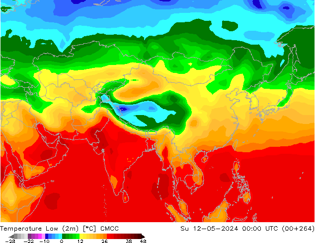 Temperature Low (2m) CMCC Su 12.05.2024 00 UTC