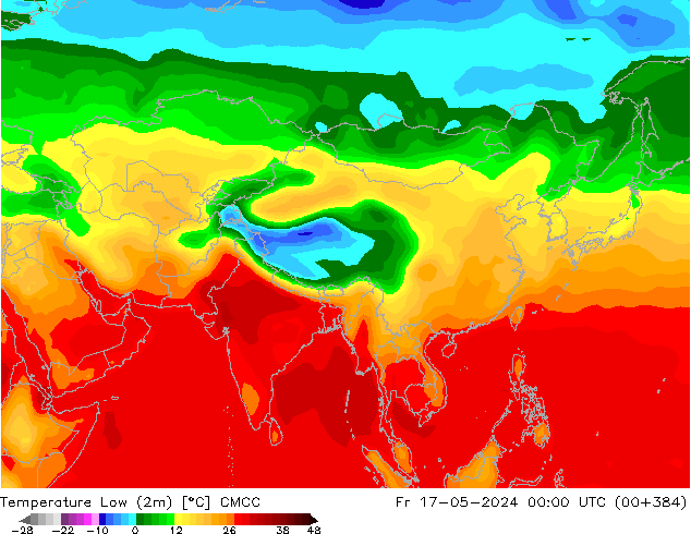 temperatura mín. (2m) CMCC Sex 17.05.2024 00 UTC