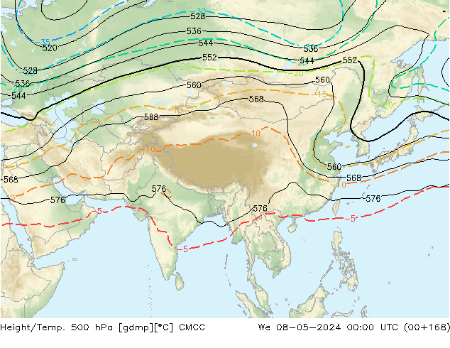 Yükseklik/Sıc. 500 hPa CMCC Çar 08.05.2024 00 UTC