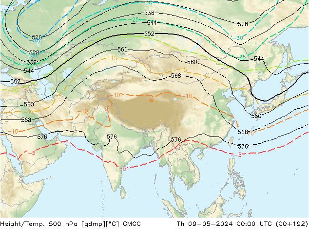 Yükseklik/Sıc. 500 hPa CMCC Per 09.05.2024 00 UTC