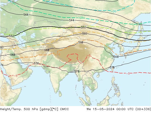 Yükseklik/Sıc. 500 hPa CMCC Çar 15.05.2024 00 UTC