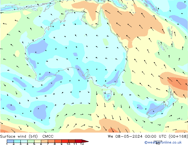 Surface wind (bft) CMCC We 08.05.2024 00 UTC