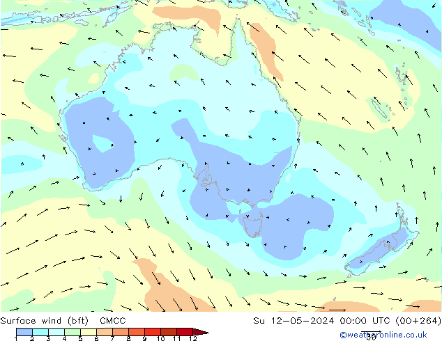 Surface wind (bft) CMCC Ne 12.05.2024 00 UTC
