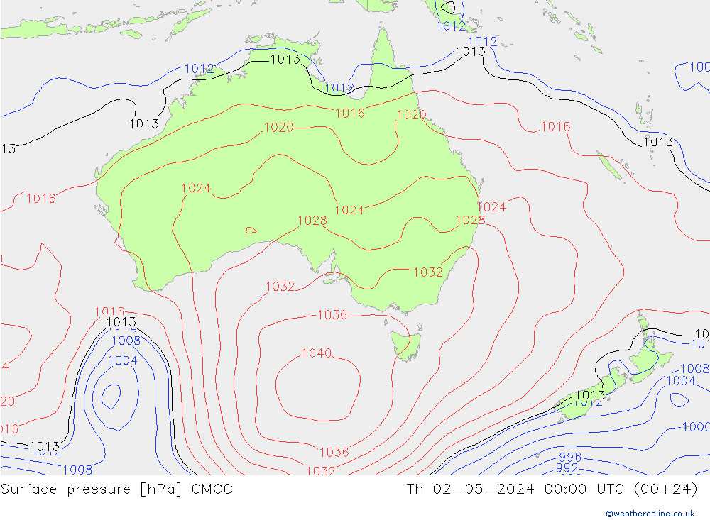 Surface pressure CMCC Th 02.05.2024 00 UTC