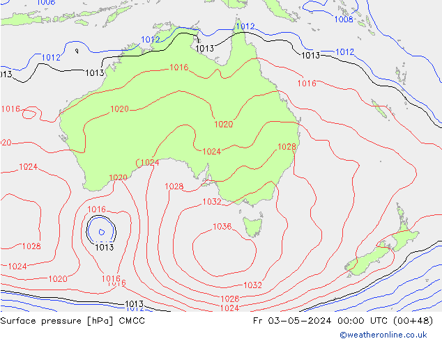 pressão do solo CMCC Sex 03.05.2024 00 UTC