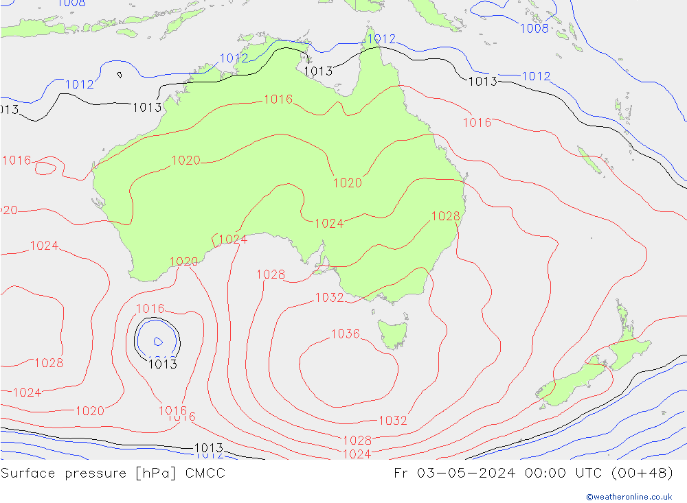 Pressione al suolo CMCC ven 03.05.2024 00 UTC