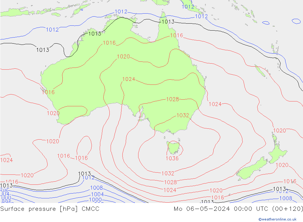 Surface pressure CMCC Mo 06.05.2024 00 UTC