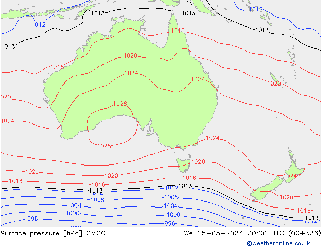 pressão do solo CMCC Qua 15.05.2024 00 UTC
