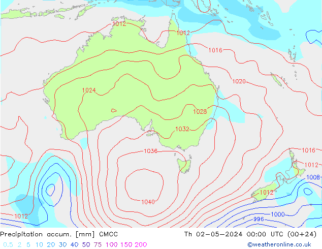 Precipitation accum. CMCC чт 02.05.2024 00 UTC