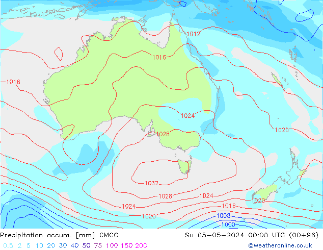 Precipitation accum. CMCC dom 05.05.2024 00 UTC