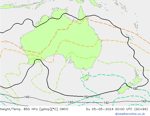 Geop./Temp. 850 hPa CMCC dom 05.05.2024 00 UTC