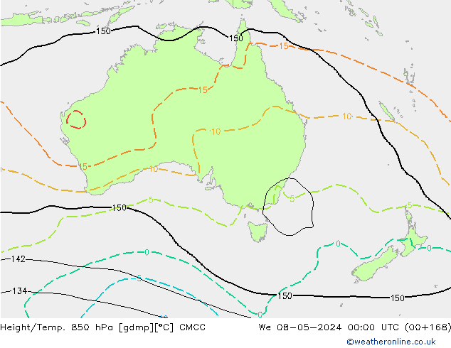 Hoogte/Temp. 850 hPa CMCC wo 08.05.2024 00 UTC