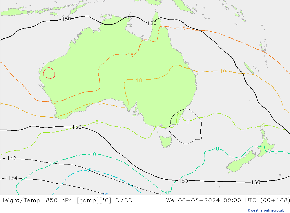 Height/Temp. 850 hPa CMCC mer 08.05.2024 00 UTC