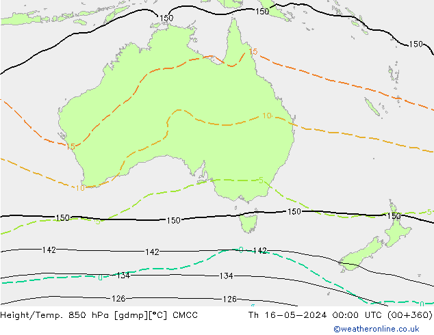 Yükseklik/Sıc. 850 hPa CMCC Per 16.05.2024 00 UTC