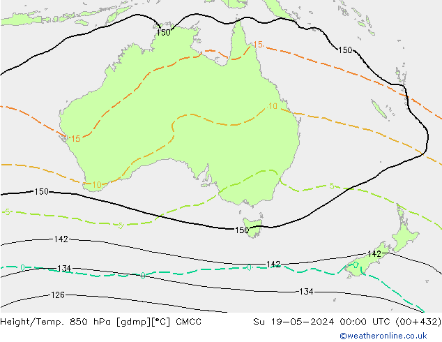 Yükseklik/Sıc. 850 hPa CMCC Paz 19.05.2024 00 UTC