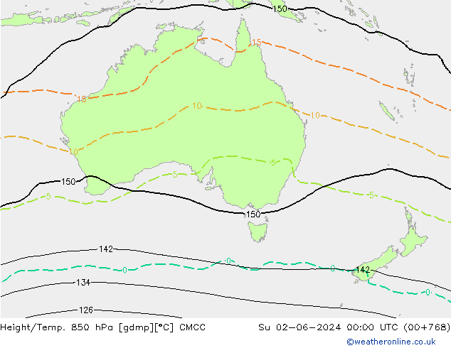 Height/Temp. 850 гПа CMCC Вс 02.06.2024 00 UTC