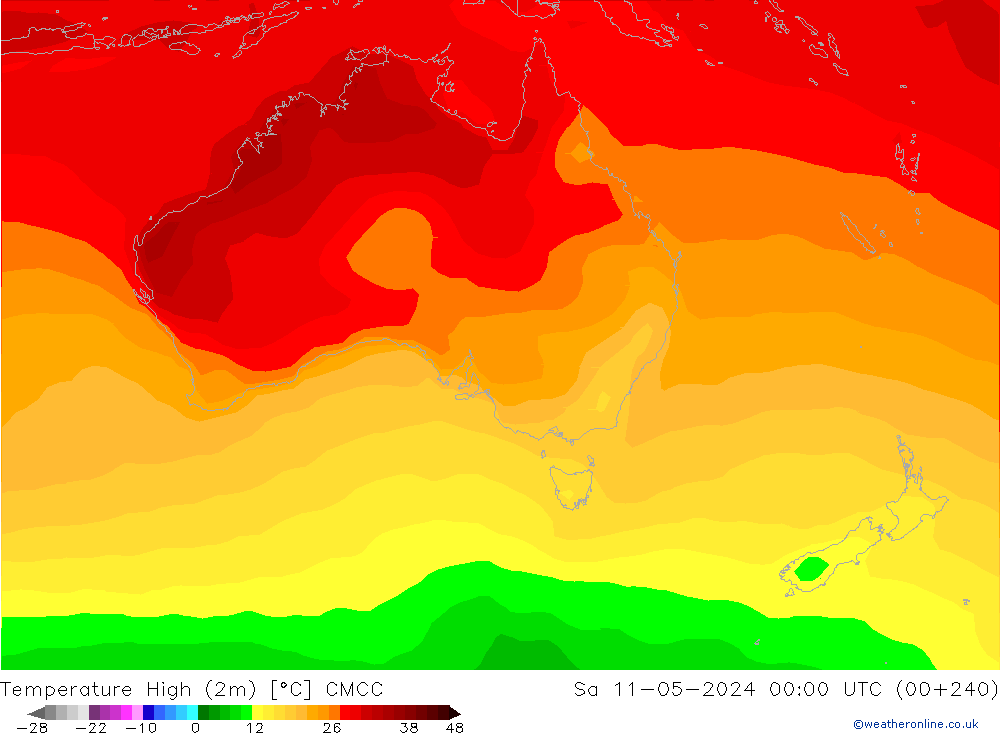 Nejvyšší teplota (2m) CMCC So 11.05.2024 00 UTC