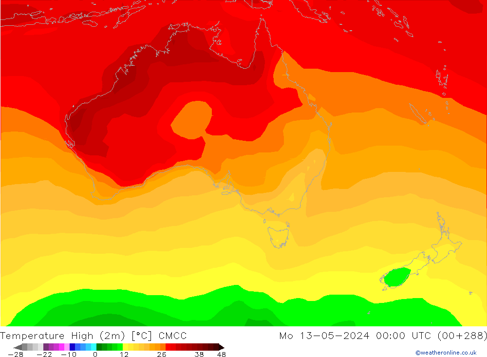 Temperatura máx. (2m) CMCC lun 13.05.2024 00 UTC