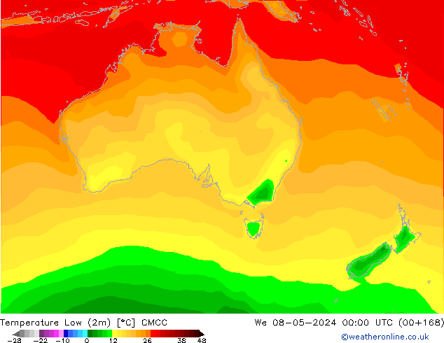 température 2m min CMCC mer 08.05.2024 00 UTC