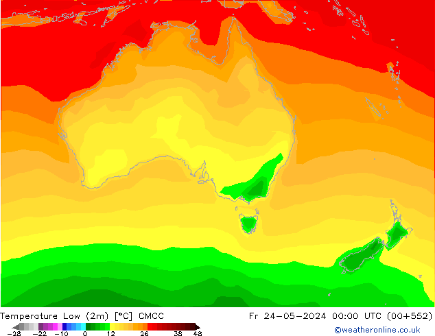 Tiefstwerte (2m) CMCC Fr 24.05.2024 00 UTC