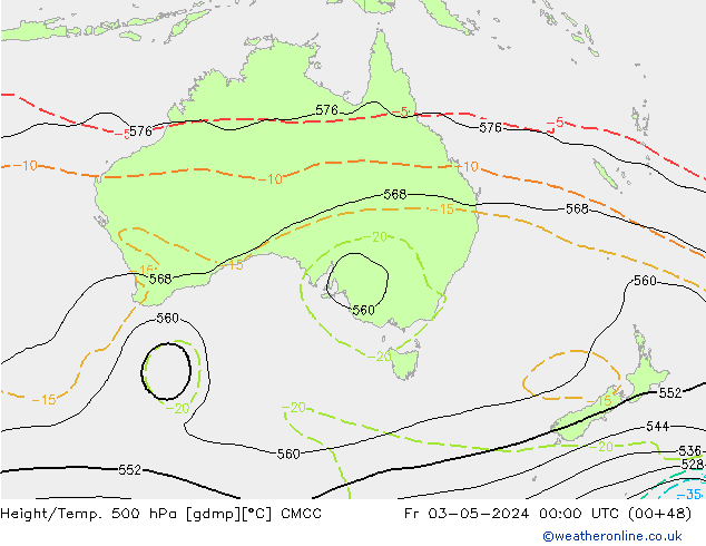 Yükseklik/Sıc. 500 hPa CMCC Cu 03.05.2024 00 UTC