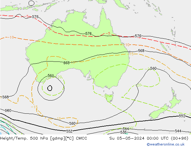 Height/Temp. 500 гПа CMCC Вс 05.05.2024 00 UTC