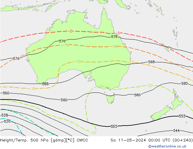 Height/Temp. 500 hPa CMCC Sa 11.05.2024 00 UTC