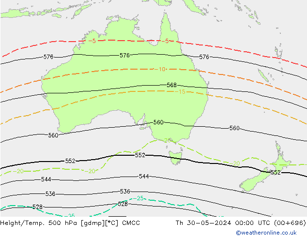 Géop./Temp. 500 hPa CMCC jeu 30.05.2024 00 UTC