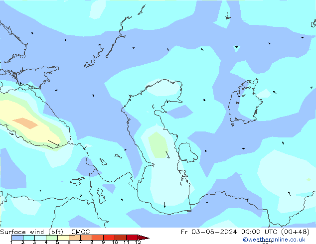 Surface wind (bft) CMCC Fr 03.05.2024 00 UTC