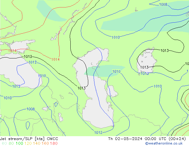 Jet stream/SLP CMCC Th 02.05.2024 00 UTC