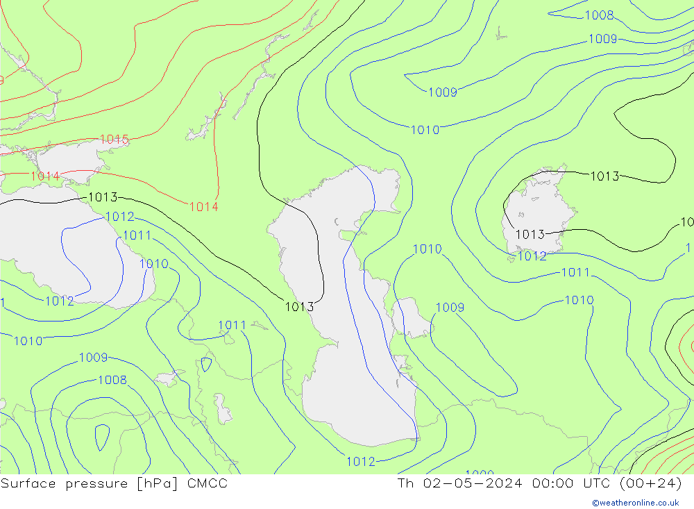 Surface pressure CMCC Th 02.05.2024 00 UTC