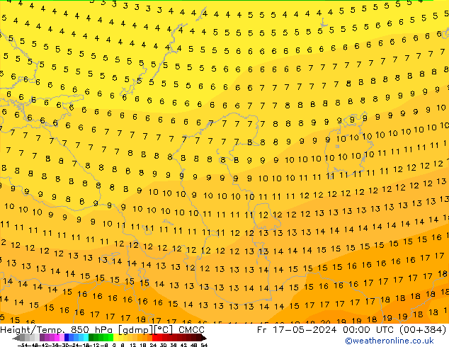 Height/Temp. 850 hPa CMCC Fr 17.05.2024 00 UTC