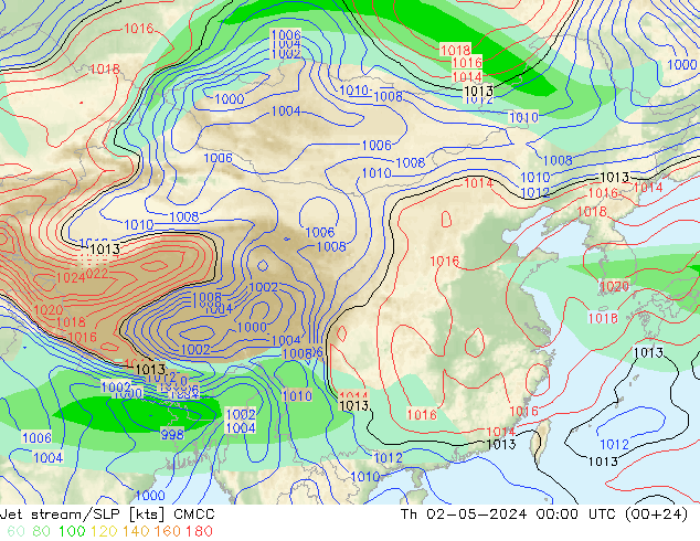 Jet stream/SLP CMCC Th 02.05.2024 00 UTC