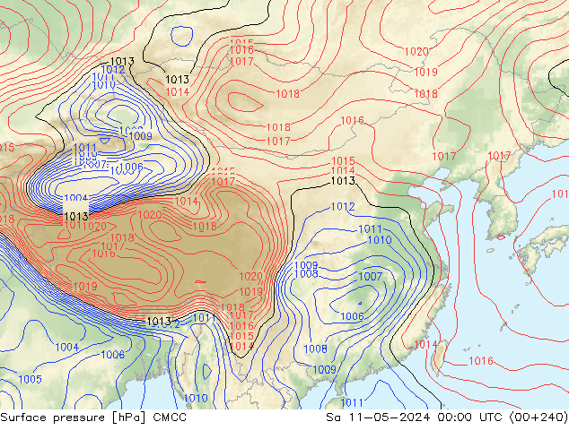 地面气压 CMCC 星期六 11.05.2024 00 UTC
