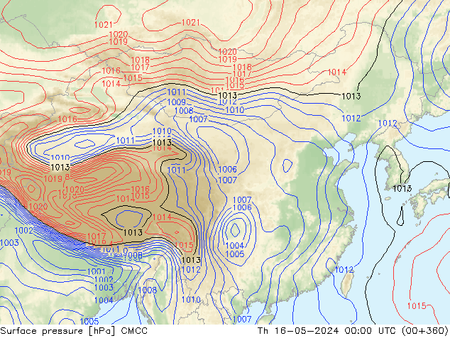 Atmosférický tlak CMCC Čt 16.05.2024 00 UTC