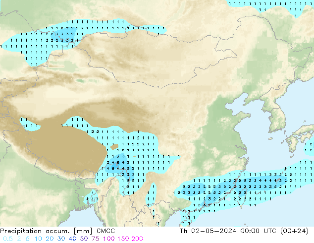 Precipitation accum. CMCC Th 02.05.2024 00 UTC