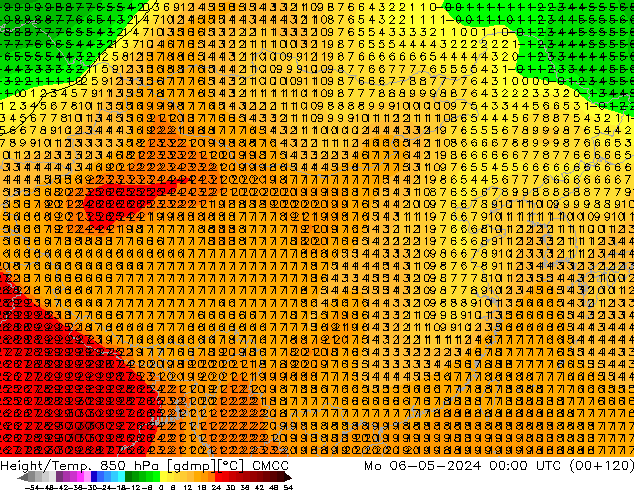 Height/Temp. 850 hPa CMCC 星期一 06.05.2024 00 UTC