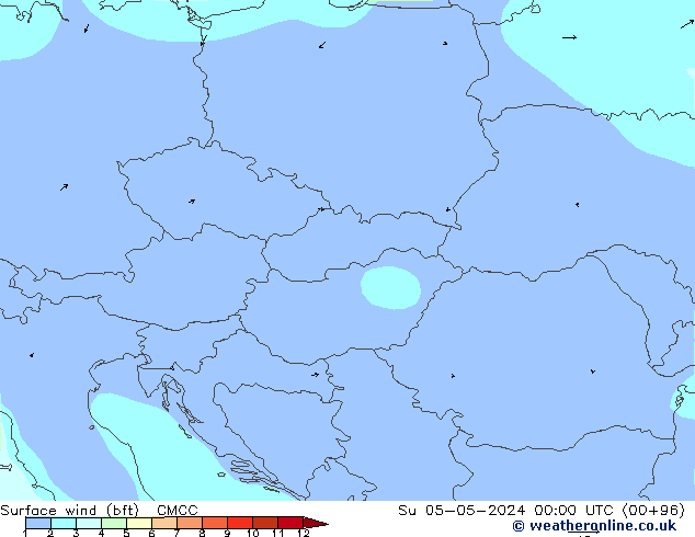 Vent 10 m (bft) CMCC dim 05.05.2024 00 UTC