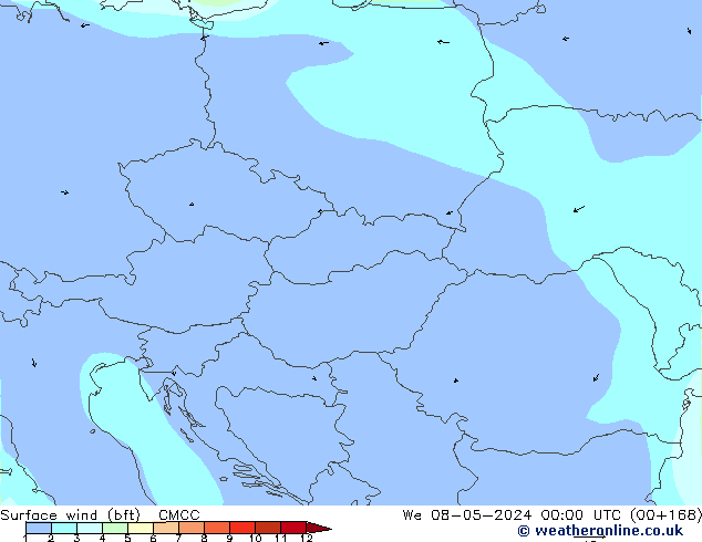 Surface wind (bft) CMCC We 08.05.2024 00 UTC