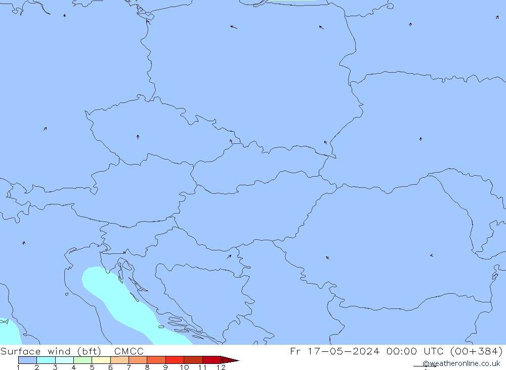 Surface wind (bft) CMCC Fr 17.05.2024 00 UTC