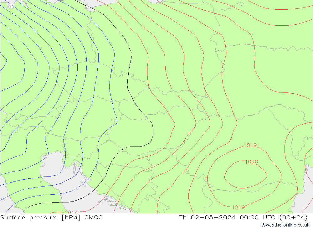 Surface pressure CMCC Th 02.05.2024 00 UTC