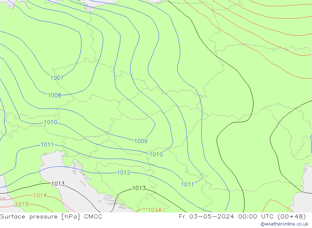 Presión superficial CMCC vie 03.05.2024 00 UTC
