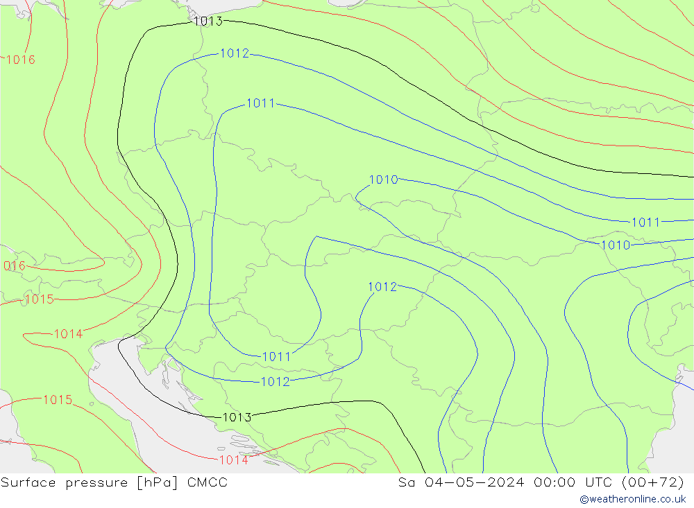 Presión superficial CMCC sáb 04.05.2024 00 UTC