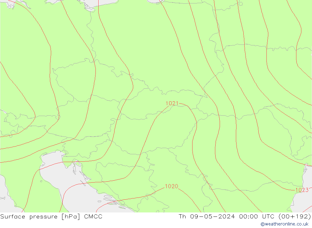 Surface pressure CMCC Th 09.05.2024 00 UTC