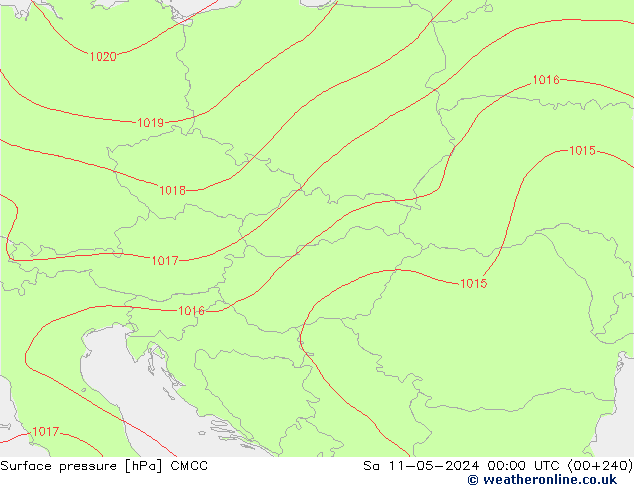 Pressione al suolo CMCC sab 11.05.2024 00 UTC