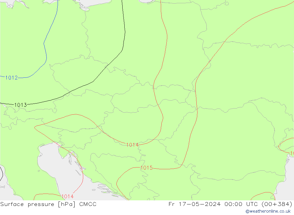 Presión superficial CMCC vie 17.05.2024 00 UTC