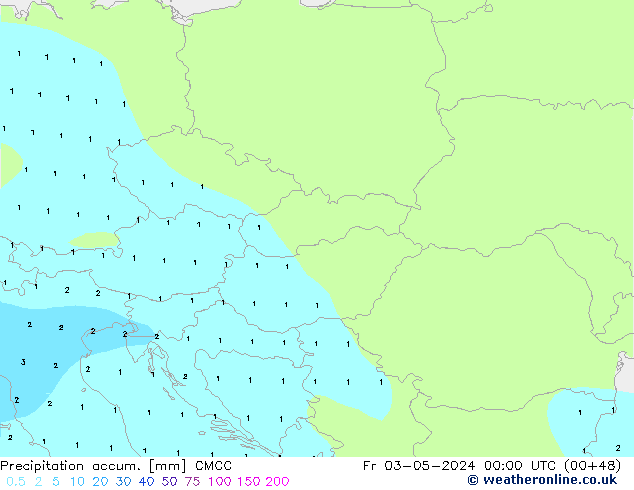 Precipitation accum. CMCC пт 03.05.2024 00 UTC