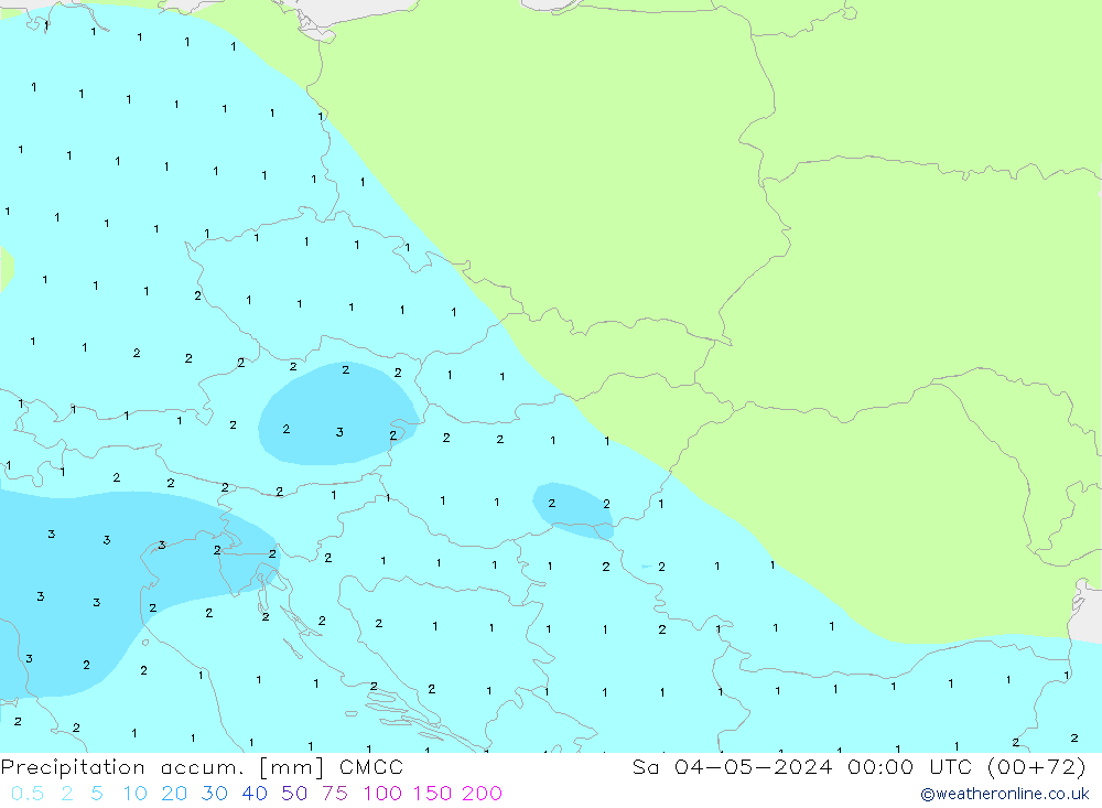 Precipitation accum. CMCC Sáb 04.05.2024 00 UTC